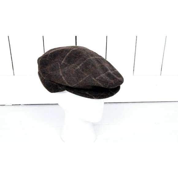Brown plaid checkered newsboy cap/paperboy hat/medium - Picture 6 of 6